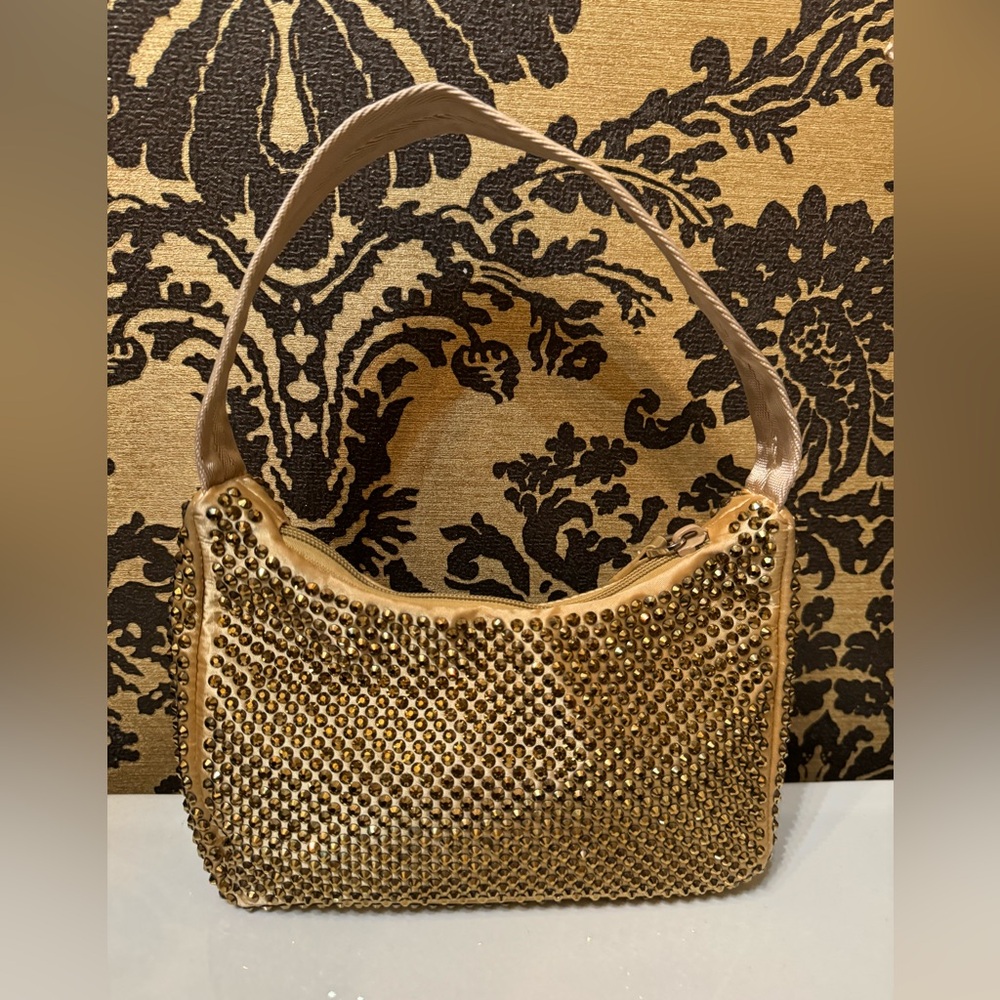 Gold crystal handbag